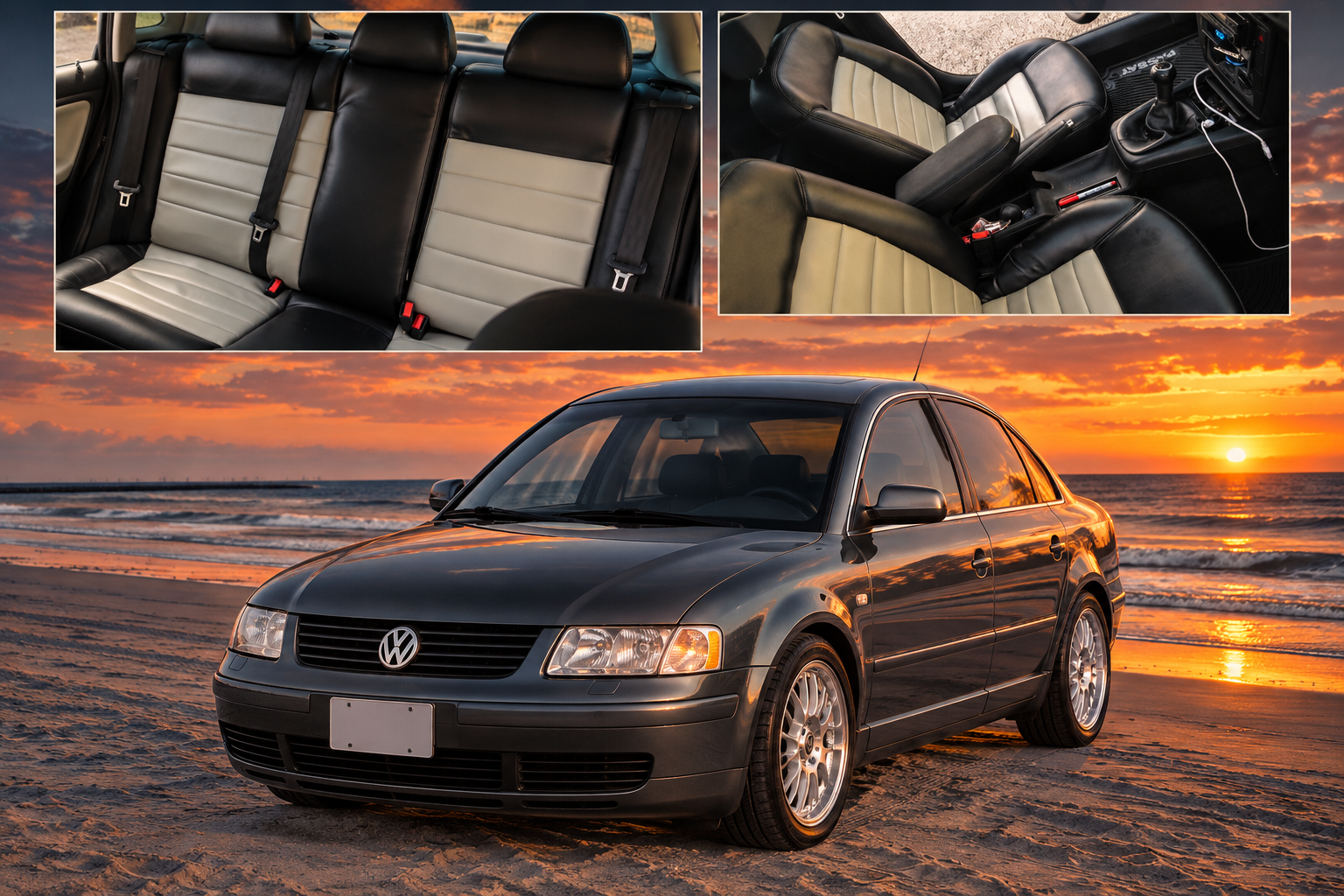 Collage featuring the Passat and its interior